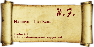 Wimmer Farkas névjegykártya